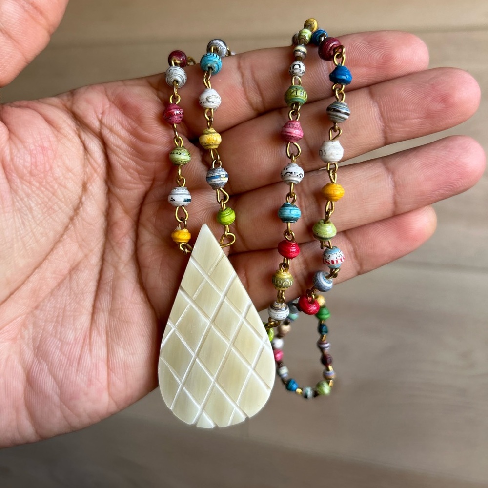 Ajuna Cow Horn Tear Drop Necklace